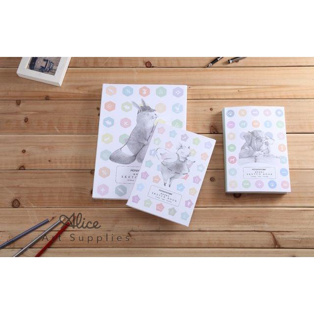 Sổ vẽ Potentate Sketchbook bìa thú gáy may chỉ đáng yêu A5 A6