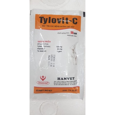 Gói 50 g tylovitc 50 g hỗ trợ h.en cho vật nuôi