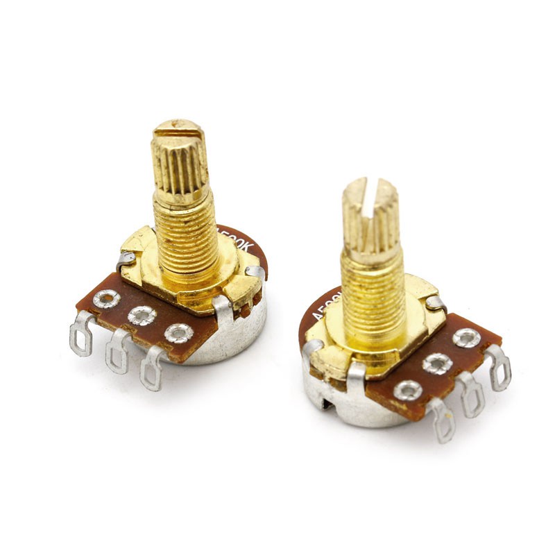 folღ 5pcs A500K Potentiometer Splined Pot Electric Guitar Bass Effect Amp Tone Volume 18mm Shaft Parts Golden