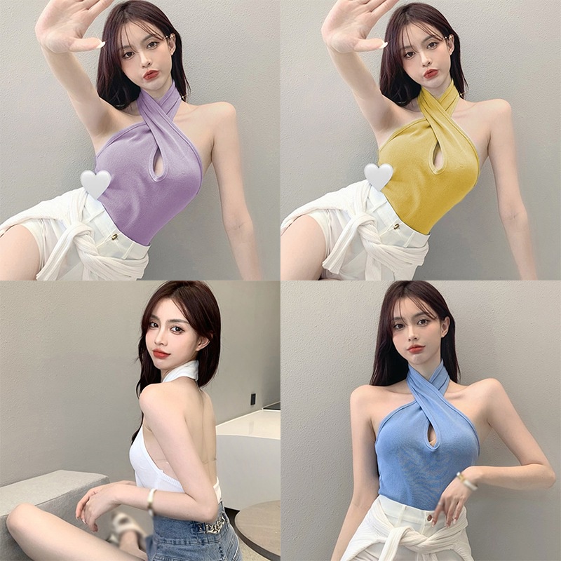 Áo camisole Ngắn Ôm Dáng Màu Trơn Phù Hợp Với Mọi Trang Phục. Cho Phụ Nữ