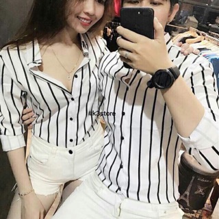 Áo sơ mi nam nữ sọc kẻ thời trang tynafashion ms018