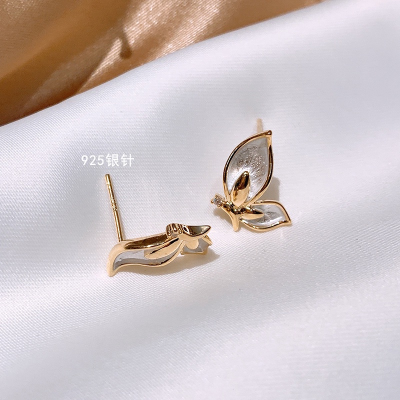 Bông Tai Mạ Bạc 925 Hình Bướm 2022 Phong Cách Hàn Quốc