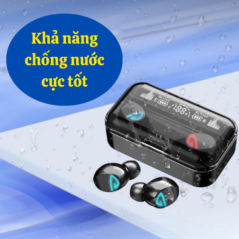 Tai nghe bluetooth không dây gaming cao cấp SKY 5 cảm ứng vân tay chống nước chống ồn tốt kiêm sạc dự phòng