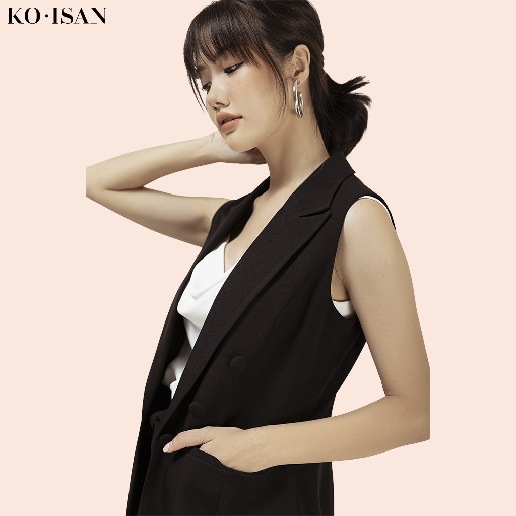 Set bộ vest gile nữ KO-ISAN dáng dài màu đen 33500341-4