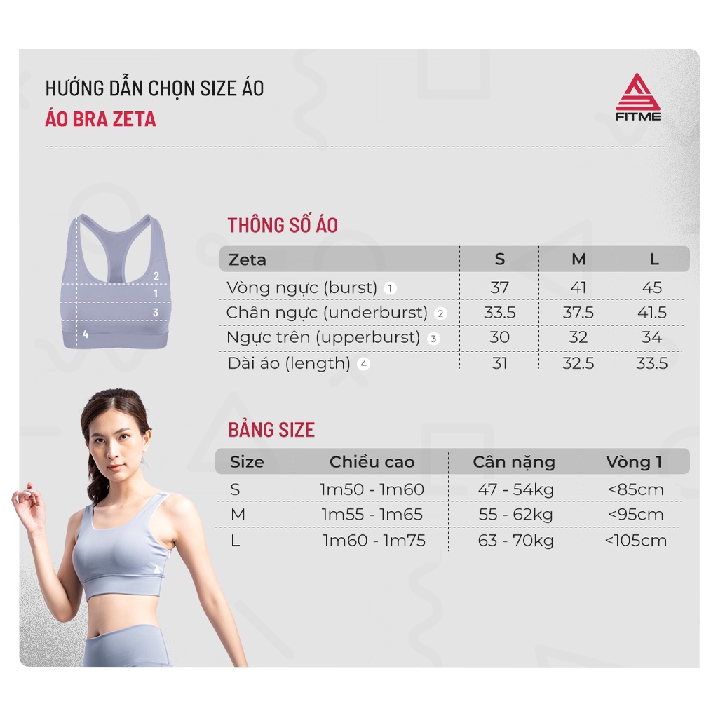 Áo bra tập gym yoga nữ Fitme Zeta V1 chất thun co giãn thấm hút tốt, chuyên tập gym và yoga cao cấp