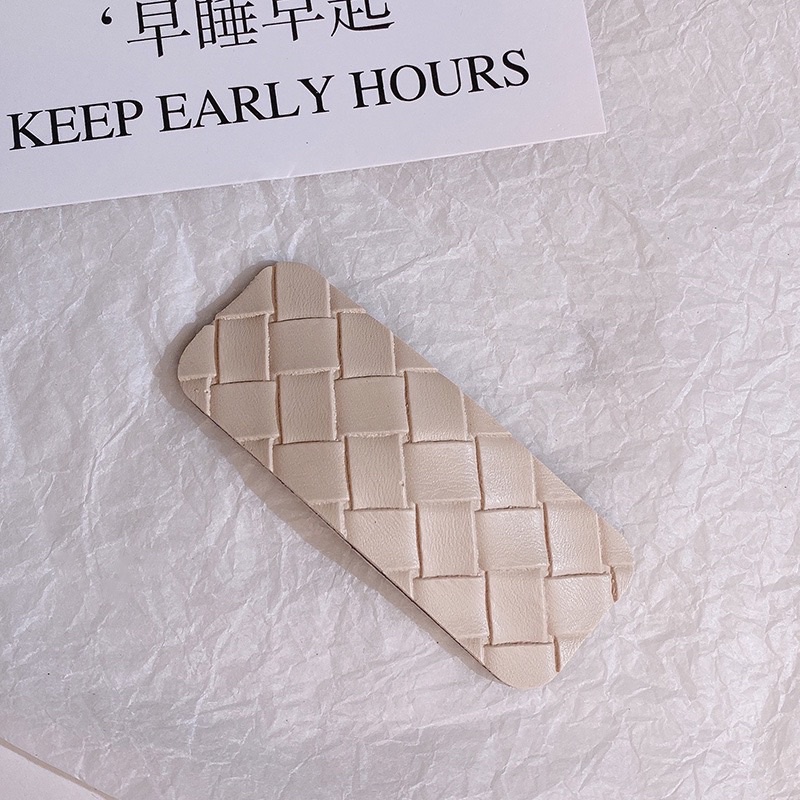 Kẹp Tóc Da PU Màu Cafe Phong Cách Hàn Quốc Cho Phái Nữ