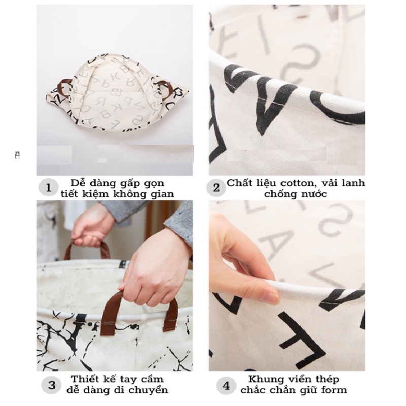 (Sỉ Toàn Quốc) Giỏ Đựng Quần Áo Bằng Vải Không Dệt Cỡ Lớn Có Quai Chống Thấm Nước Pihouse