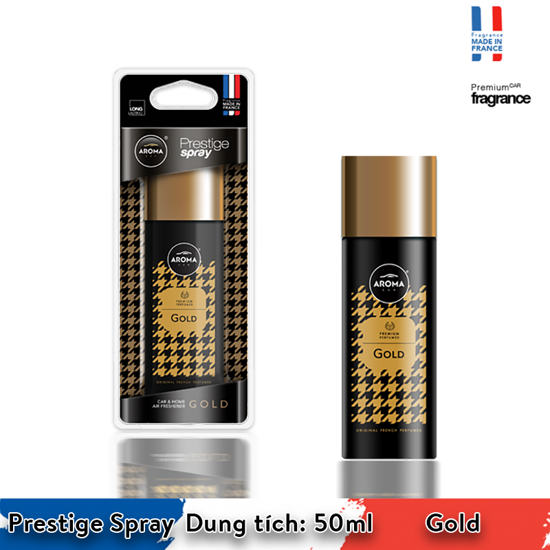 Nước Hoa Khử Mùi Cao Cấp Cho Xe Hơi Aroma Car Prestige Spray 50ml - Tặng kèm Lá thơm Prestige Card - Nhập Khẩu Pháp.