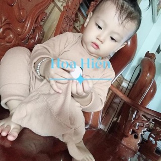 Bộ dài tay thun gân , áo xanh dương cổ lọ c thảo nhi