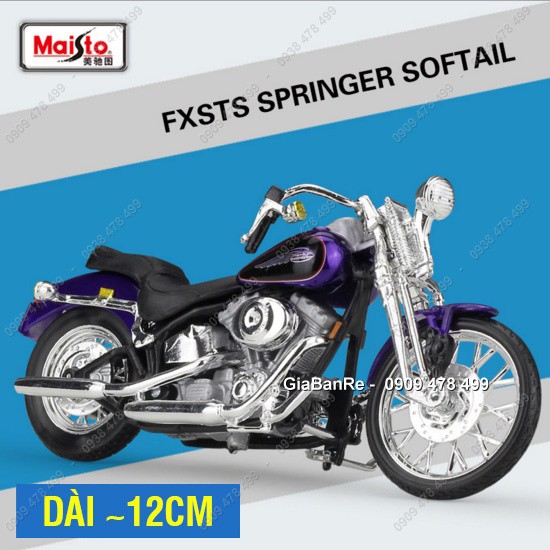 XE MÔ HÌNH TỈ LỆ 1:18 MOTO HARLEY FXSTS SPRINGER SOFTAIL - MAISTO - TÍM - 8517