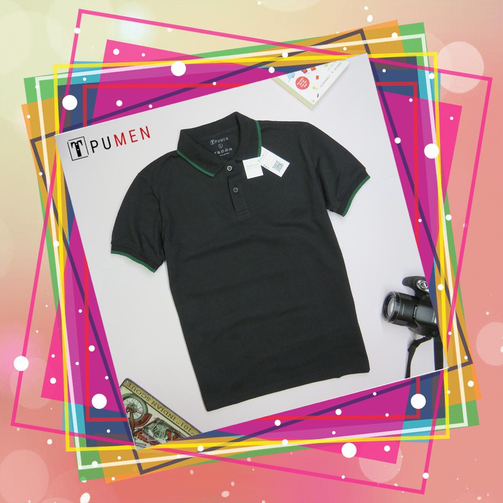 Áo Polo nam cao cấp Đen line xanh | BigBuy360 - bigbuy360.vn