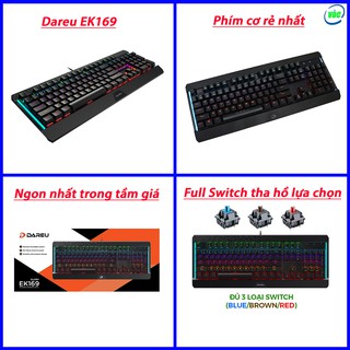 Bàn phím cơ Gaming Dareu EK169 - Màu đen - Led Rainbow siêu sáng - Bảo hành 2 năm - Chính hãng phân phối