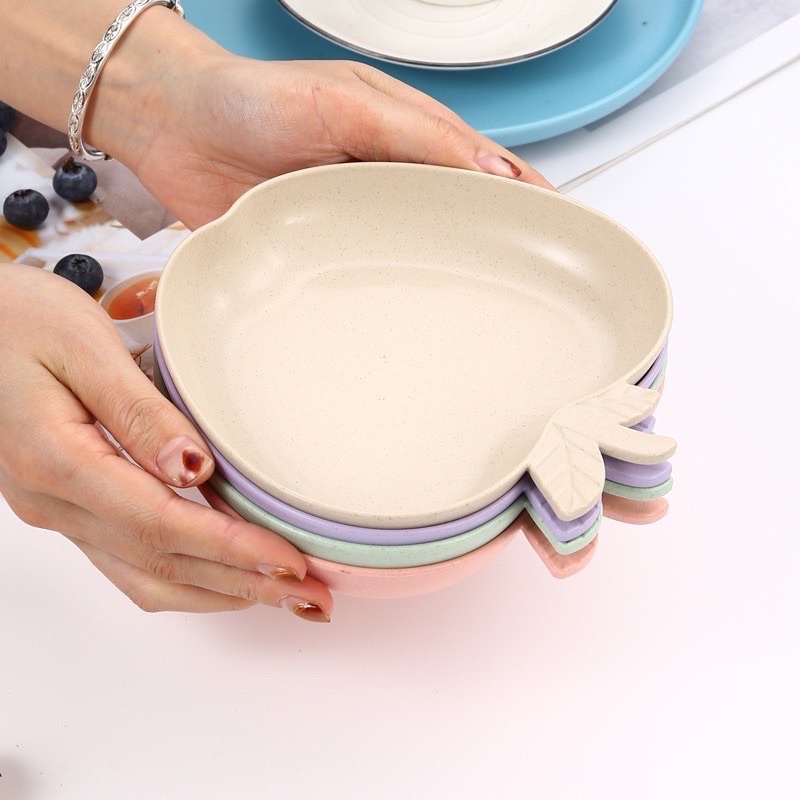 Đĩa lòng sâu hình táo độc lạ màu pastel siêu xinh sản phẩm lúa mạch