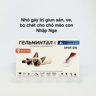 NHỎ GÁY TRỊ GIUN SÁN, BỌ CHÉT, RẬN CHO MÈO CON NHẬP NGA