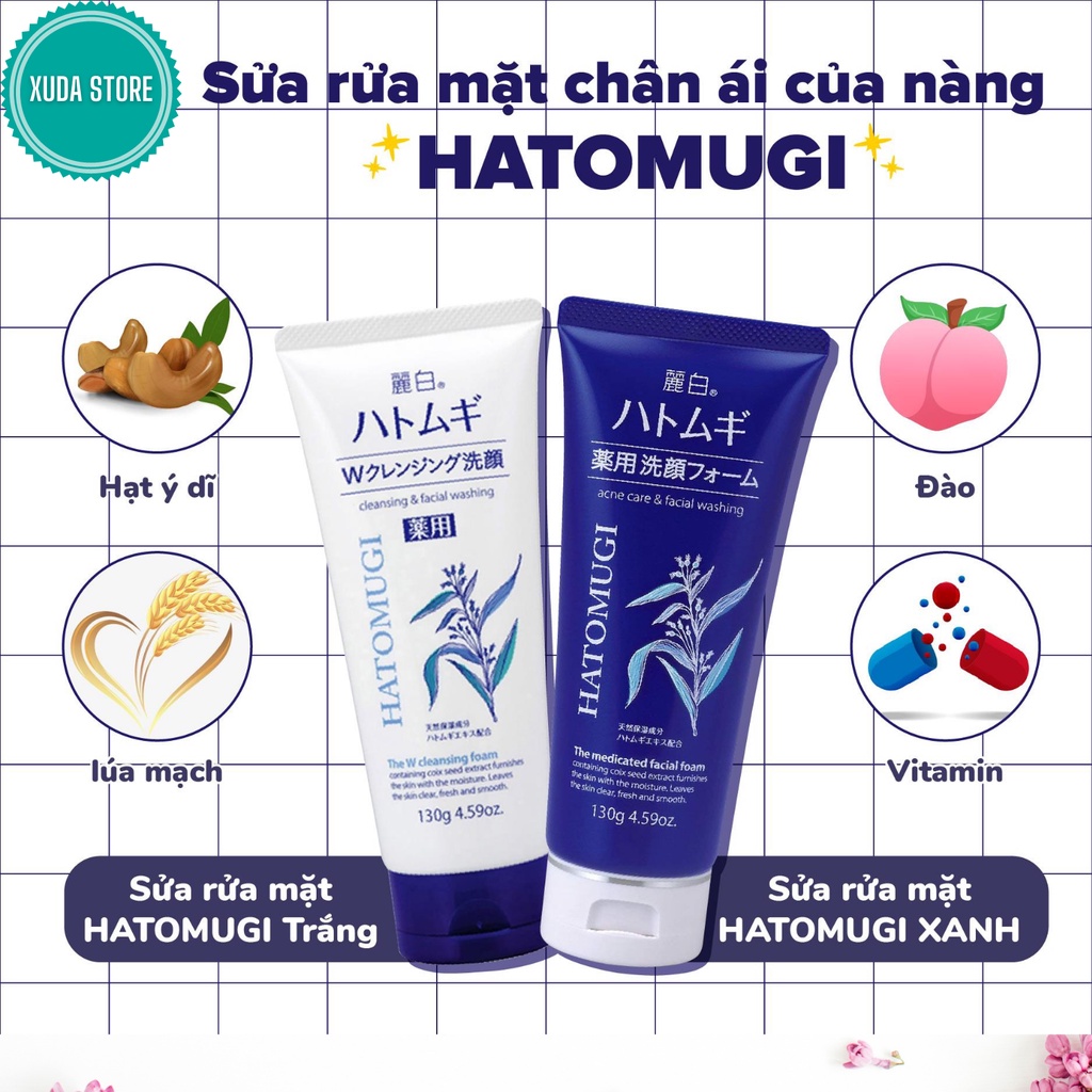 Sữa rửa mặt trắng da hatomugi naturie hạt ý dĩ chính hãng nhật bản làm sạch mờ thâm giảm nhờn ngăn ngừa mụn | BigBuy360 - bigbuy360.vn