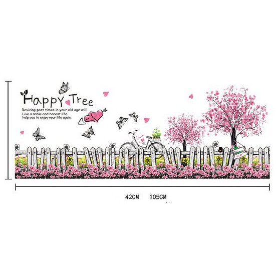 Decal dán chân tường Hồng Happy Tree - DCT005