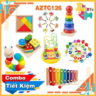 [DEAL SỐC + NowShip] Combo Đồ Chơi Gỗ Montessori Giúp Bé Tư Duy, Phát Triển Trí Tuệ, Tăng Khả Năng Vận Động - AZTC126