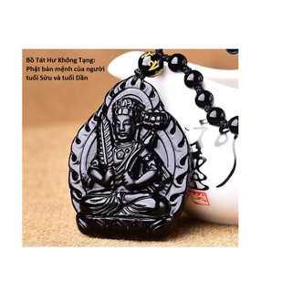 Dây chuyền Phật Hư Không Bồ Tát ĐÁ OBSIDIAN Độ Mệnh Tuổi SửuDần-DC67