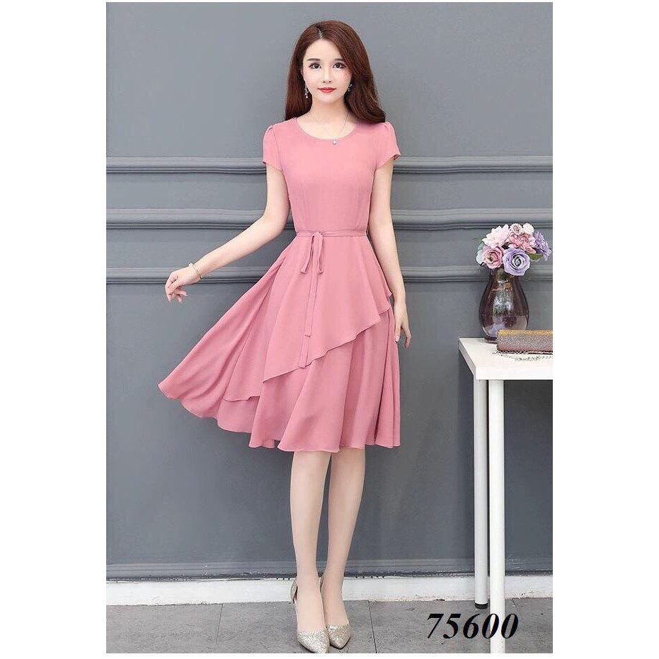 Đầm voan chiffon xếp tà nhẹ nhàng nữ tính cho phái đẹp / có size XXL