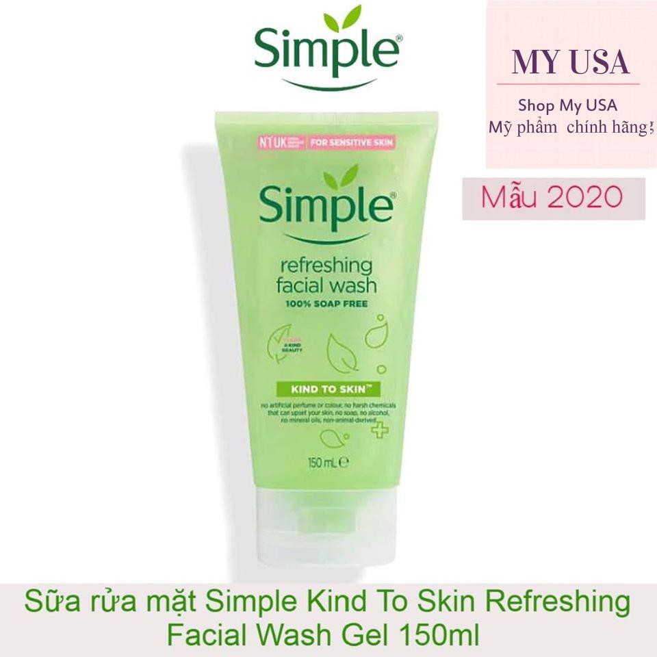 Sữa rửa mặt cho da khô và da nhạy cảm❤Sữa rửa mặt Simple Refreshing/Moisturising Facial Gel Wash 150ml