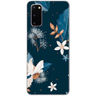 Ốp lưng Samsung Galaxy S20, S20 Plus, S20 Ultra in hình Hoa trắng nền xanh