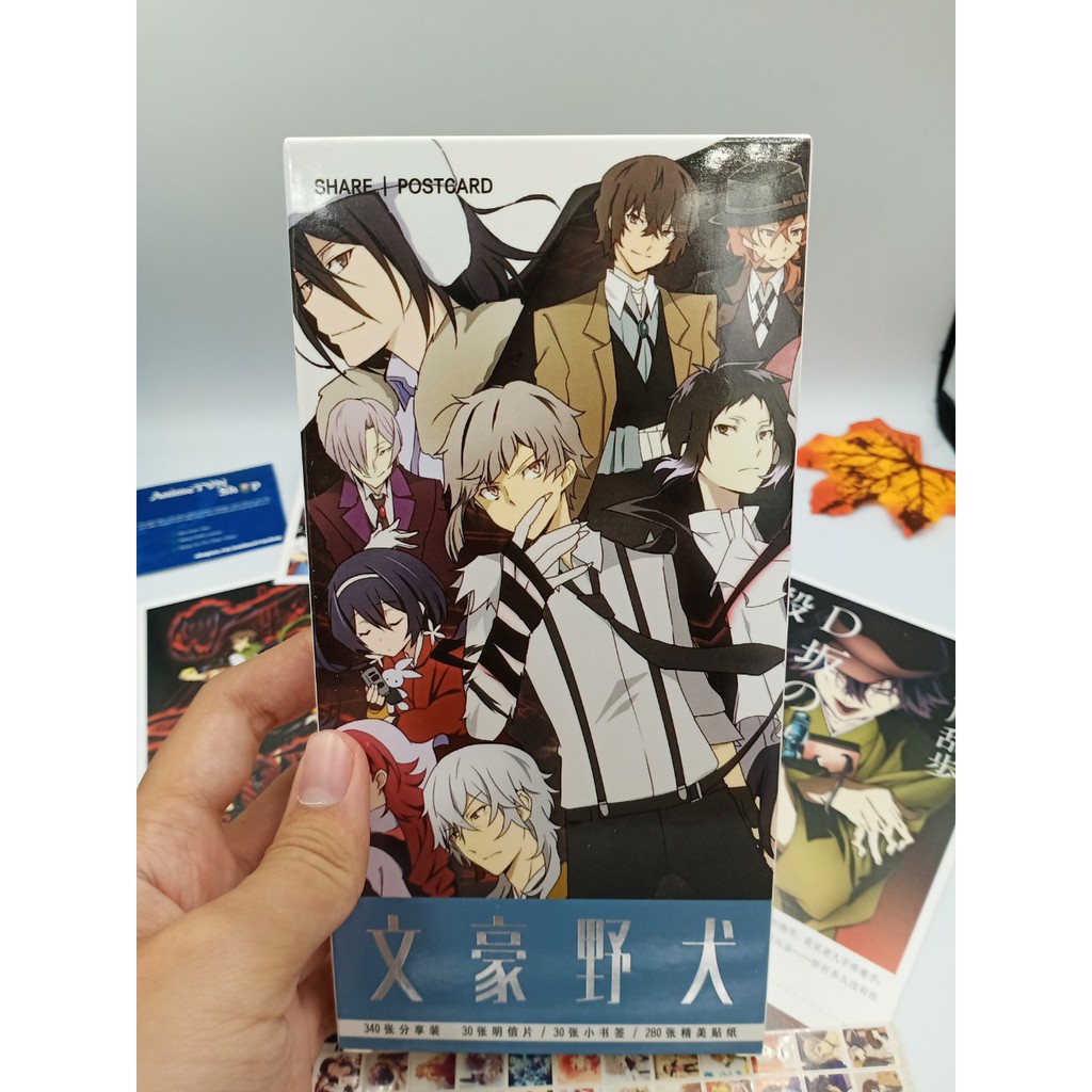 Hộp Postcard Bưu thiếp (Trọn bộ 340 Hình có Sticker) Anime/Manga Bungou Stray Dog