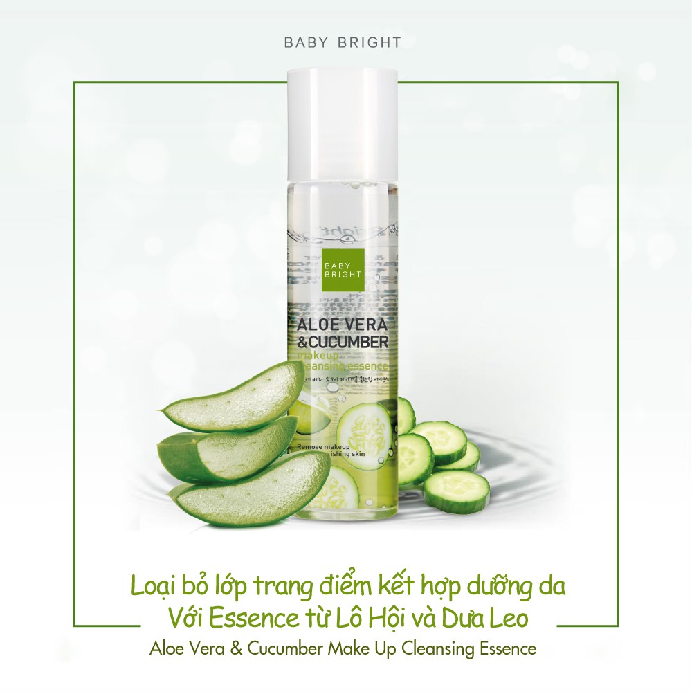 [Gift] Nước tẩy trang lô hội dưa leo Baby Bright Aloe Vera &amp; Cucumber Make up Cleansing Essence 100ml