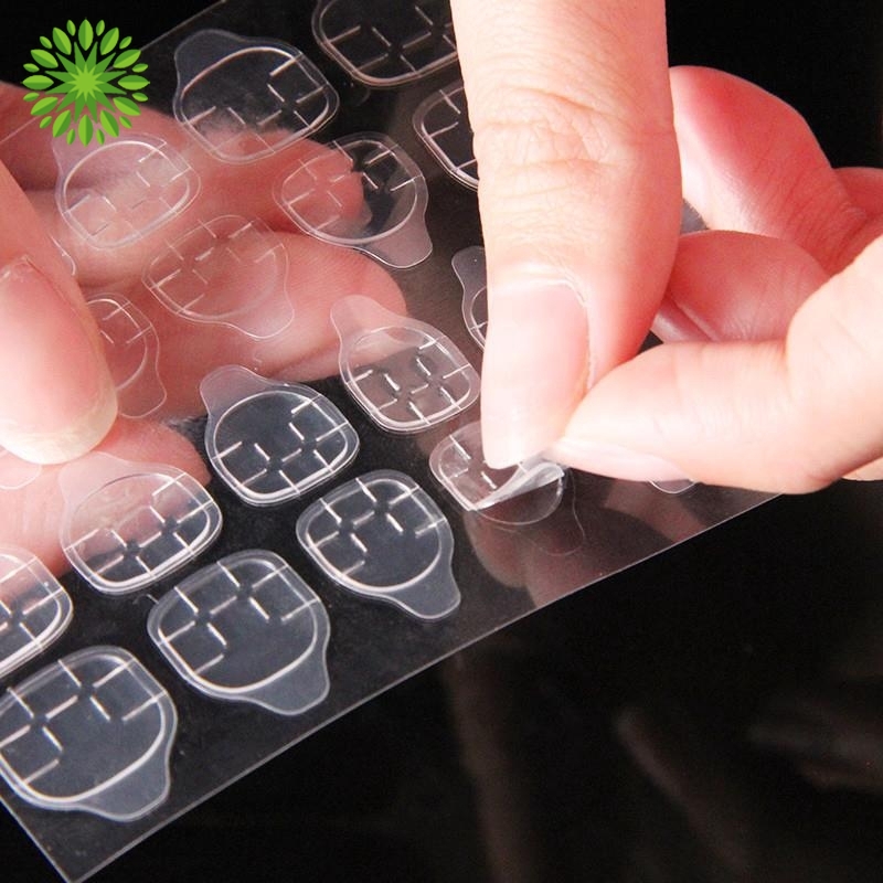 [Hàng mới về] Bộ 24 miếng dán móng tay giả hai mặt trong suốt tiện lợi