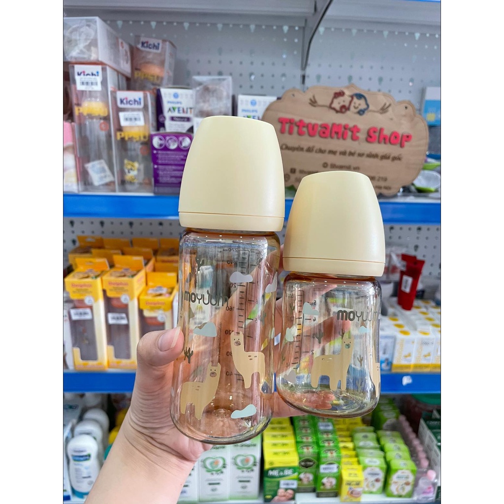 Bình sữa moyuum hoa cúc, lạc đà chính hãng Hàn Quốc, bình sữa moyuum hoạ tiết 170ml-270ml