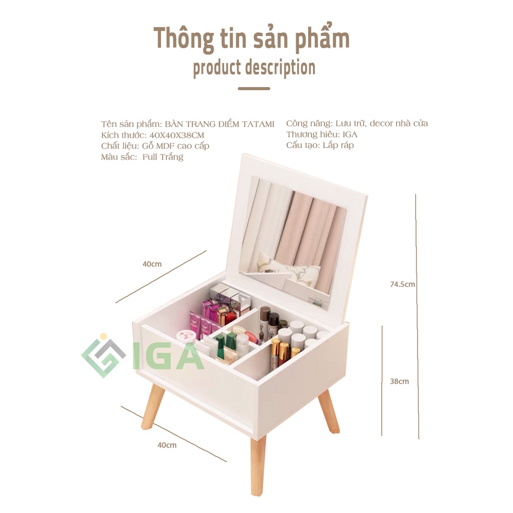 Bàn Trang Điểm Mini Đa Năng có thể làm tủ đầu giường IGA - GP152