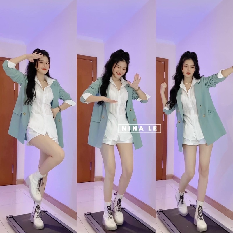 Áo vest blazer cúc loang