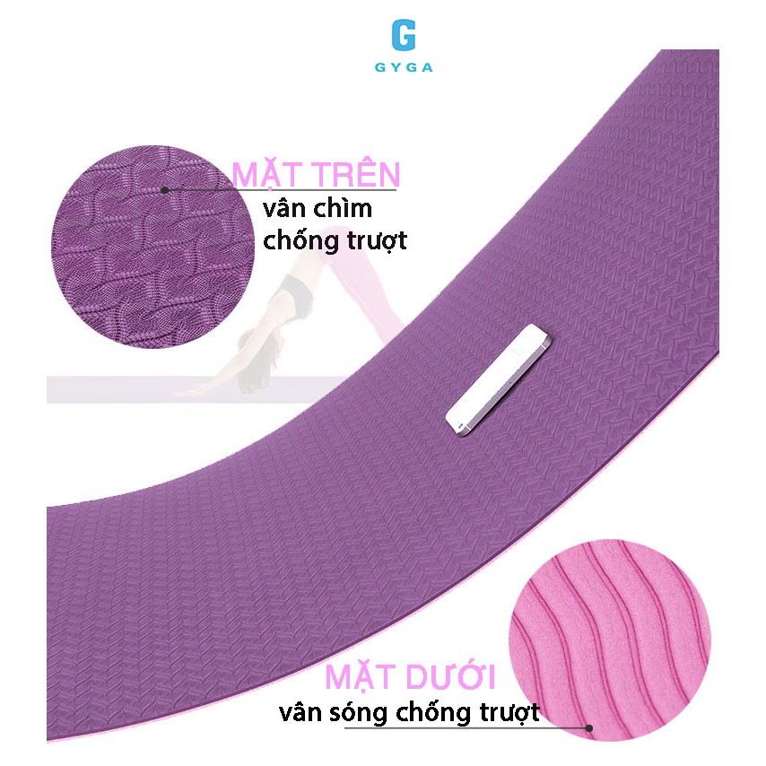 Thảm tập yoga gym chống trượt 2 lớp dày 8mm tặng túi cao su non TPE cao cấp tấm thảm tập gym thể dục tại nhà GYGA