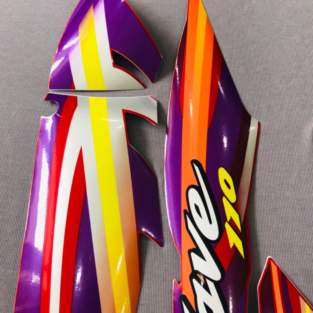 Nguyên bộ tem wave móc câu wave xương cá wave thái wave 110 đời 2000 màu xanh cam