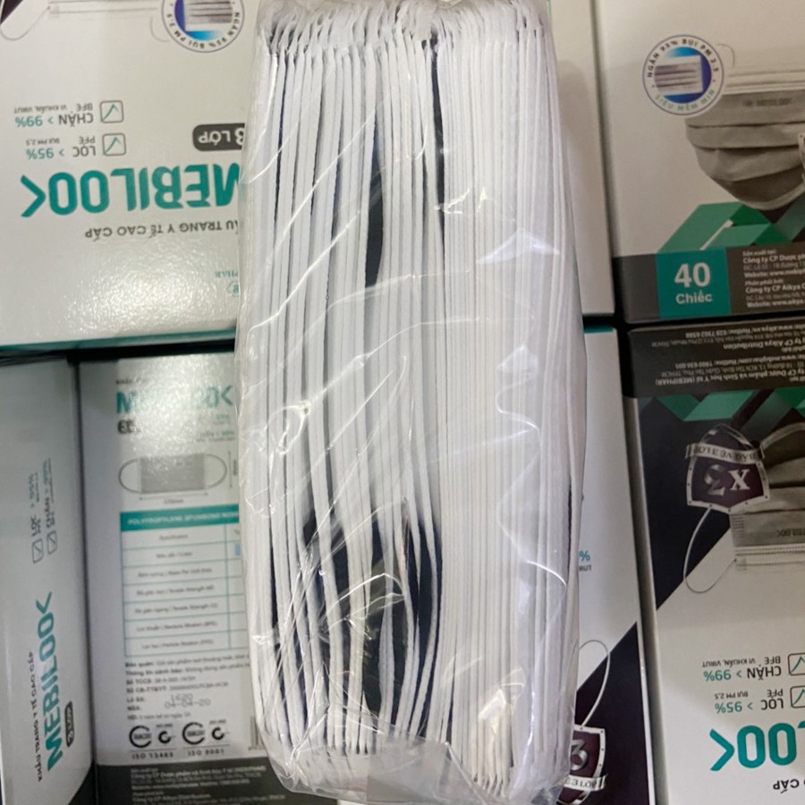 Khẩu trang Mebilook 3 lớp màu Trắng hộp 40 cái_Serenys Shop | BigBuy360 - bigbuy360.vn