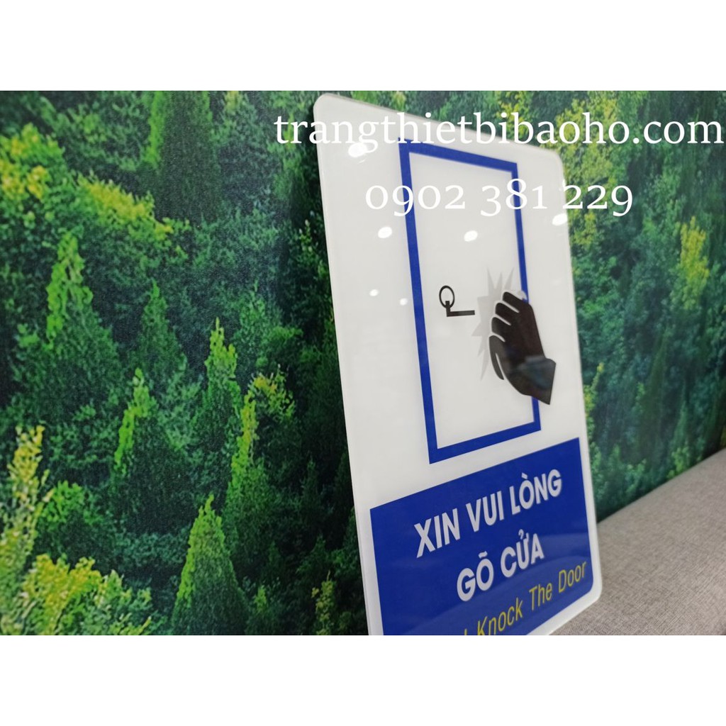 Biển báo mica Vui lòng gõ cửa (Please! Knock The Door)  kích thước 20 x 30cm