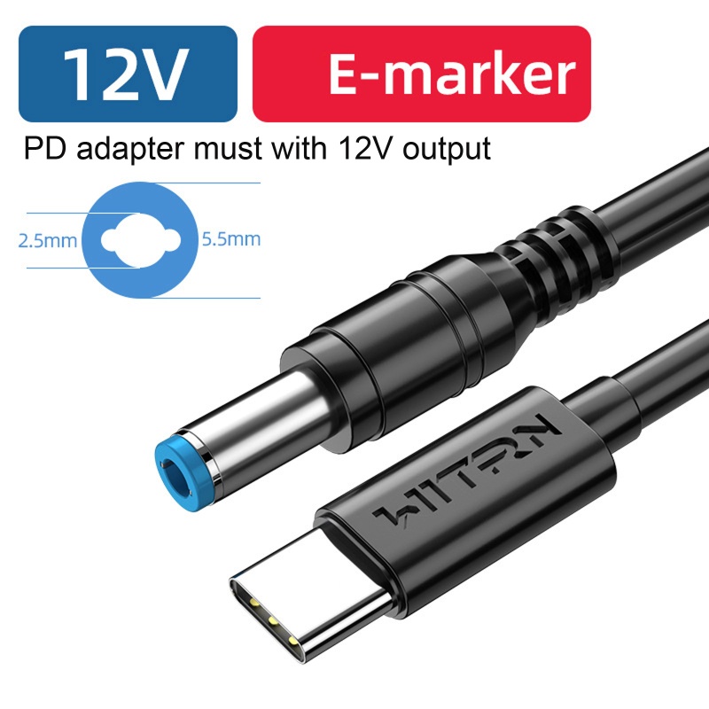 Dây Cáp Nguồn USB C PD 9V 12V 5.5x2.5mm Chuyên Dụng Cho Loa Không Dây Quạt / Đèn LED