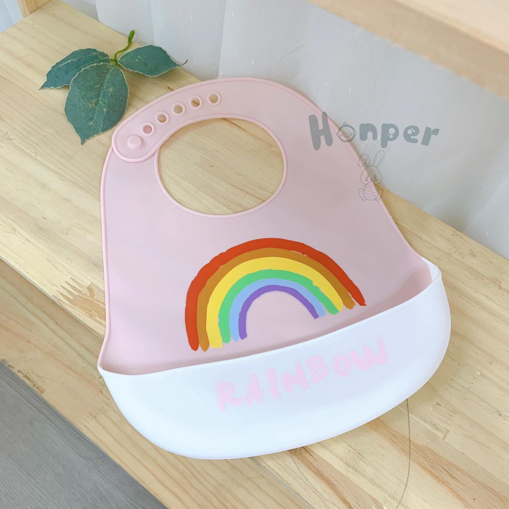 Yếm ăn dặm silicon Honper có máng họa tiết dễ thương cho bé – Lebebee