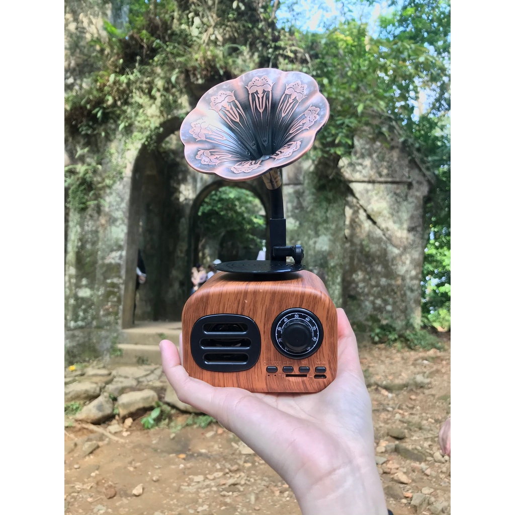 Loa bluetooth mini, bass mạnh, hát karaoke cổ điển vintage, decor, quà tặng FT05