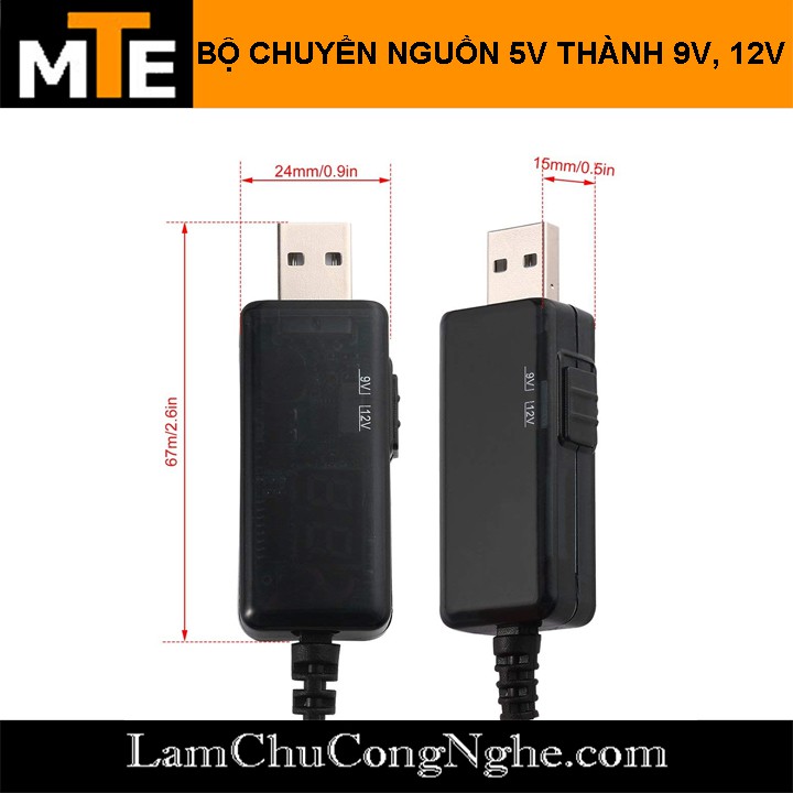 Cáp chuyển đổi điện áp từ cổng USB 5V sang 9V và 12V sử dụng cho router wifi ...