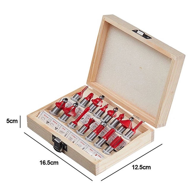 Bộ mũi phay gỗ, mũi soi gỗ 12.7mm 15 món