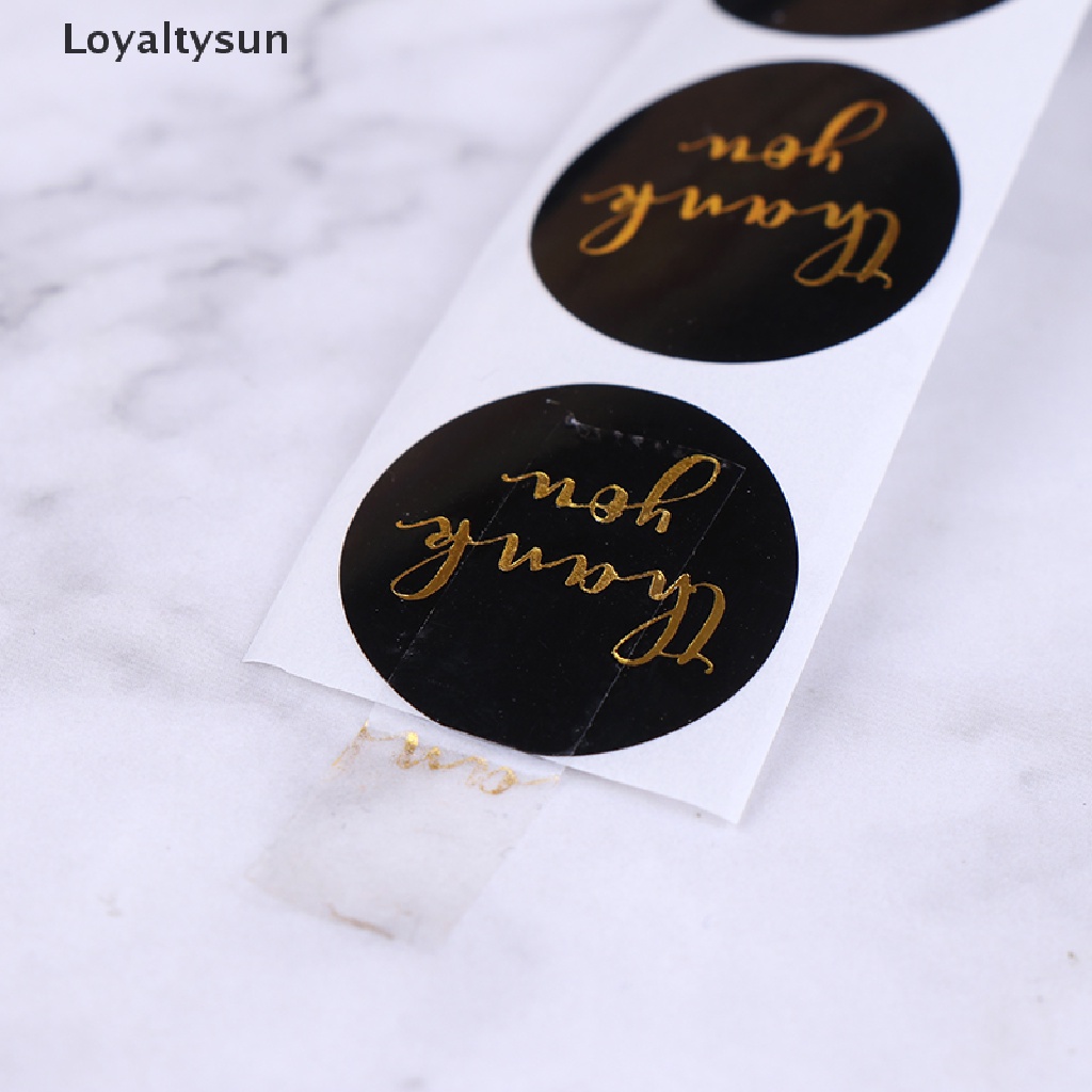 Set 500 miếng dán lá vàng đen in chữ thank you dùng để trang trí thiệp