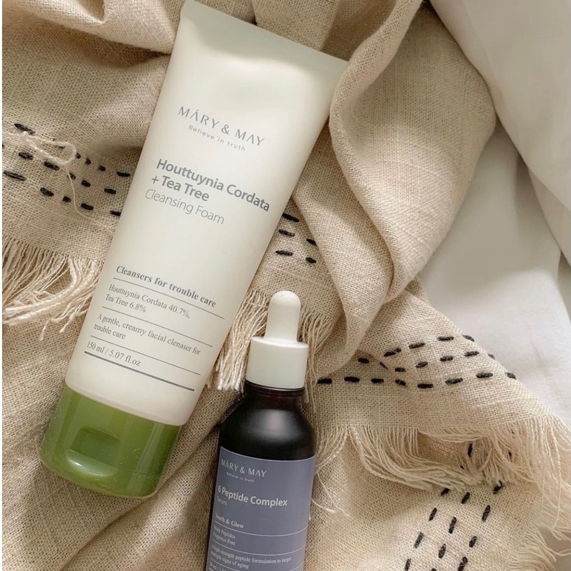 Sữa rửa mặt tràm trà, diếp cá cho da mụn Mary&May Houttuynia Cordata + Tea Tree 150ml