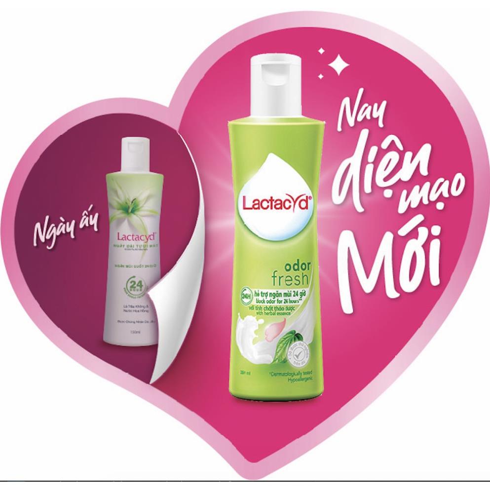 Combo 2 chai Dung Dịch Vệ Sinh Phụ nữ Lactacyd Odor Fresh Ngăn Mùi 24H 250ml/chai