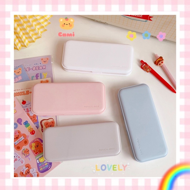 Hộp đựng bút học sinh pencil box, hộp bút trơn, dễ dàng dán sticker xinh xắn