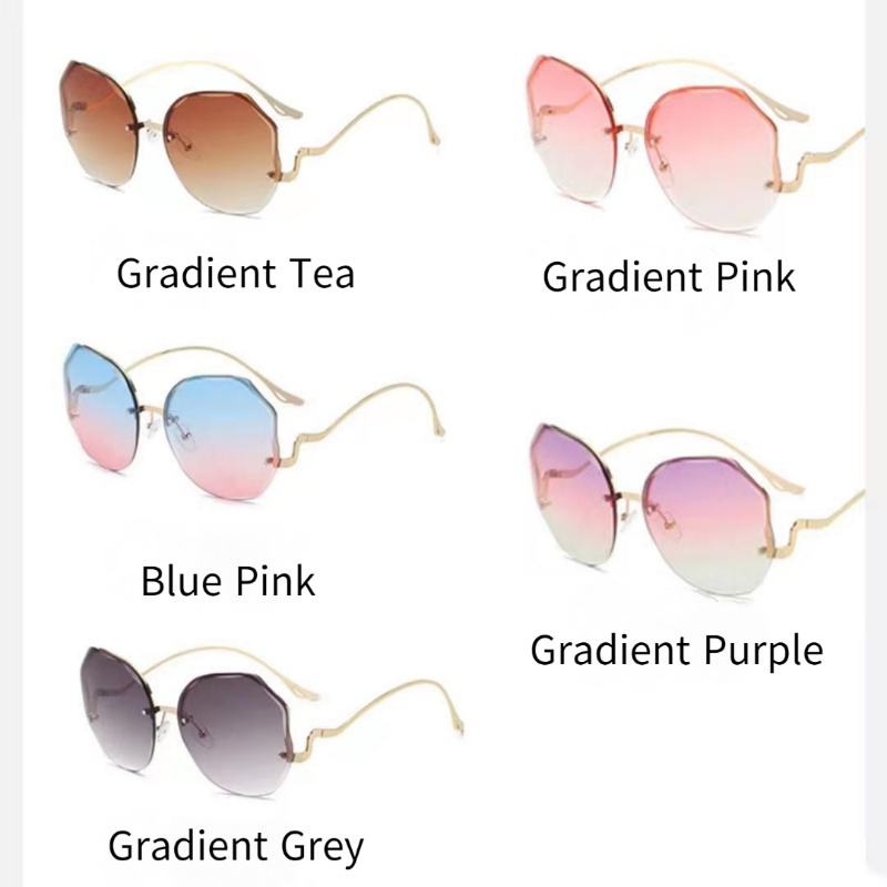 Kính mát gọng cong kim loại tròng màu gradient chống tia uv400 thời trang cho nữ