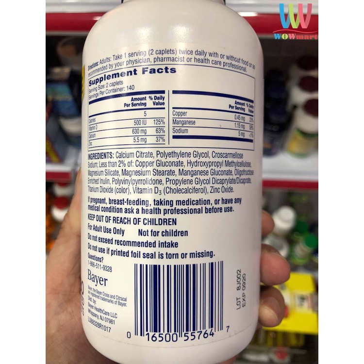 Viên uống bổ sung Canxi Citracal Maximum Calcium Citrate +D3  280 viên