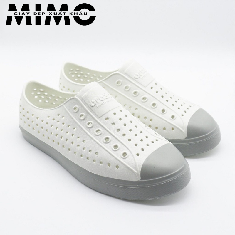 [Tặng 10 jibit] - Giày nhựa đi mưa Orban trắng viền xám siêu êm mềm nhẹ, bền đẹp, chống trơn trượt cho nam nữ