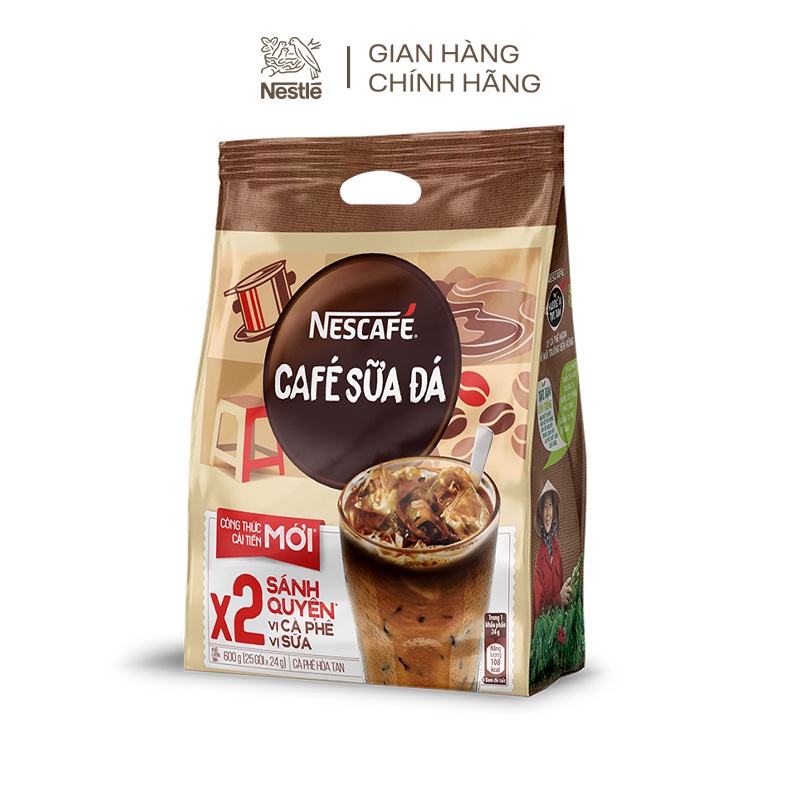 Combo 3 bịch cà phê sữa Nescafé cà phê sữa đá (Bịch 25 gói x 24 g)