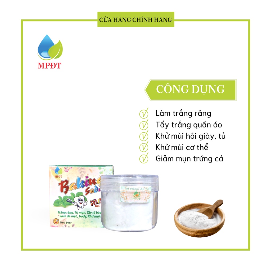 Baking soda mix bạc hà trắng răng, ngừa mụn ẩn, mụn đầu đen mới