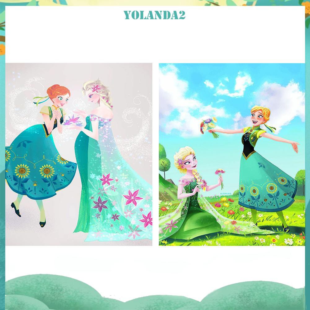 Bộ Tranh Đính Đá 5d Tự Làm Hình Công Chúa Elsa Và Anna